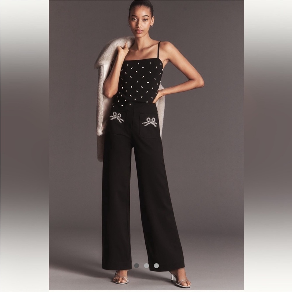 NWT The Colette Full-Length Embroidered Pocket Pants by Maeve